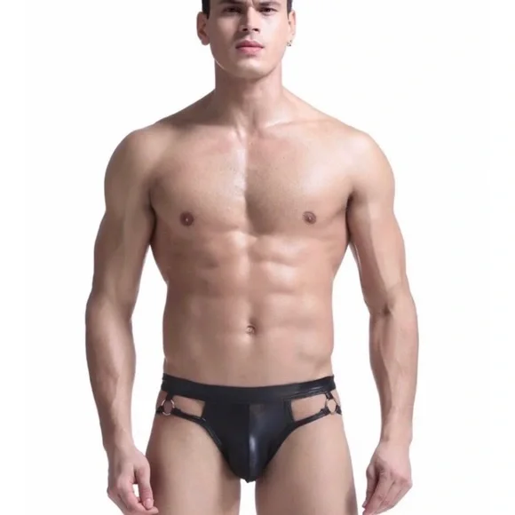 LUXURIOUS FAUX LEATHER JOCKSTRAP - Picture 3 of 5